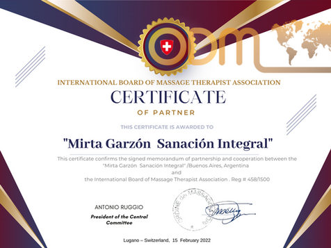 ODM International 2022 partner certificates: Mirta Garzón Sanación Integral 🇦🇷