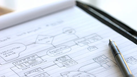 A detailed content strategy written on a notepad