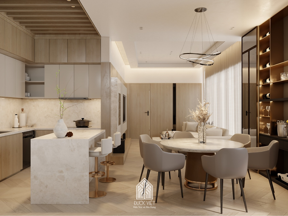 Khu vực sinh hoạt chính của gia đình trong dự án N-House do Đước Việt thực hiện