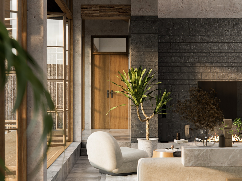 Không gian phòng khách và sảnh được Đước Việt thiết kế theo phong cách hiện đại 