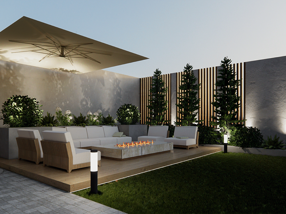 Hình phối cảnh không gian sân vườn phù hợp với những buổi tụ họp cùng gia đình và bạn bè do Đước Việt thực hiện  