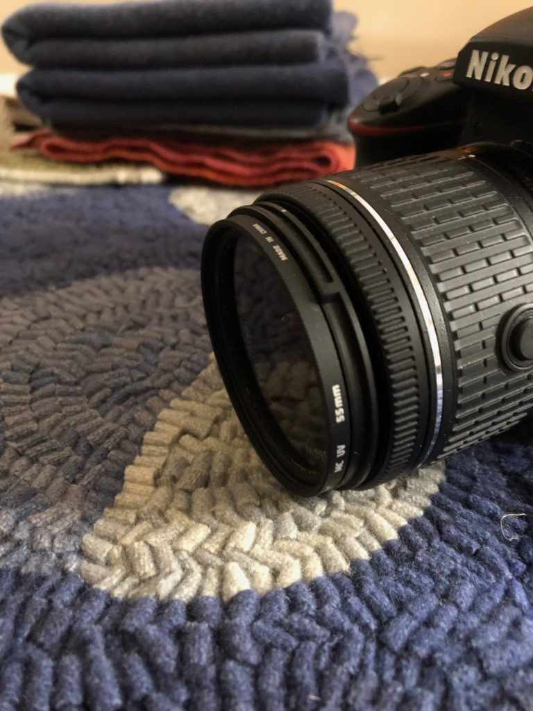 Camera on hooked rug