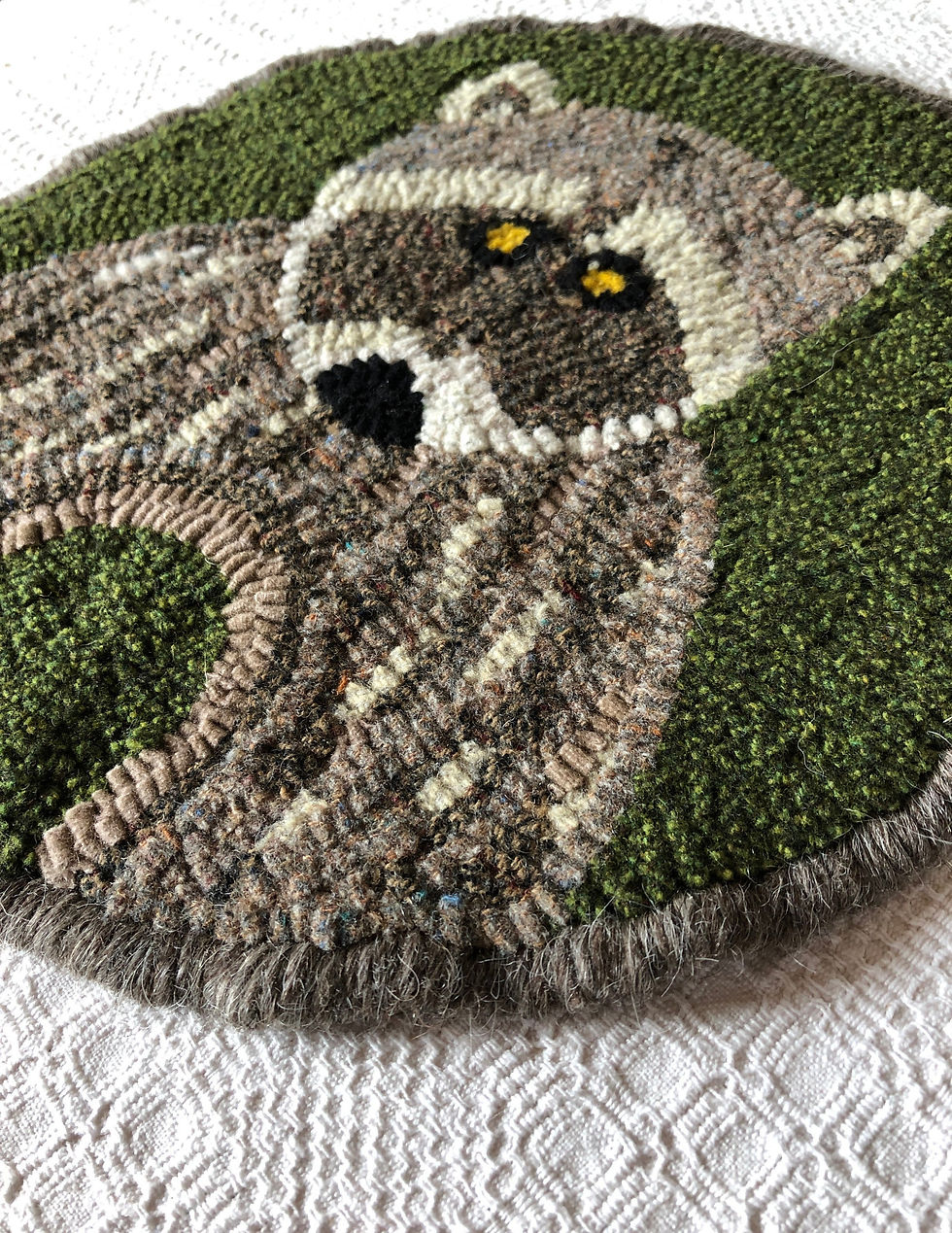 Rug hooking pattern raccoon on linen