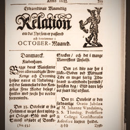 Extraordinair Maanedlig Relation gazetesi kapak sayfası, 1683 Ekim sayısı (Danimarka Kraliyet Kütüphanesi, Aarhus)