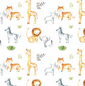Savannah watercolour baby apparel pattern design illustration
