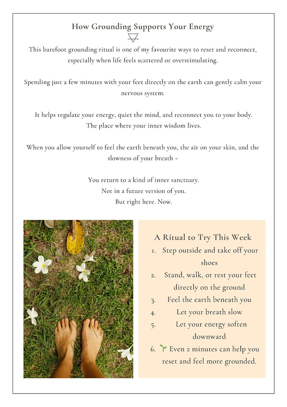 Barefoot self-love ritual with frangipani flowers – reconnecting to the body, earth, and breath for nervous system reset