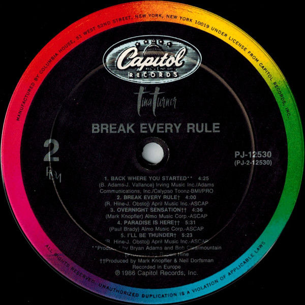 Thumbnail: Tina Turner - Break Every Rule (LP, Album, Club, Col) Near Mint (NM or M-), Near