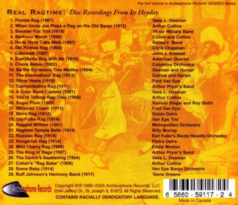 Thumbnail: Various - Real Ragtime: Disc Recordings From Its Heyday (CD, Comp) Very Good Plu