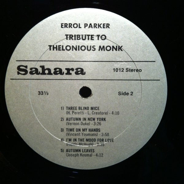 Thumbnail: Errol Parker - Tribute To Thelonious Monk - Solo Piano (LP) Mint (M), Very Good 