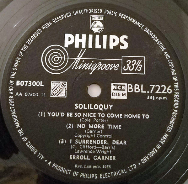 Thumbnail: Erroll Garner - Soliloquy (LP, Album, Mono) Very Good Plus (VG+), Very Good (VG)