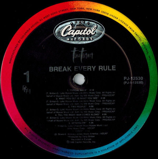 Thumbnail: Tina Turner - Break Every Rule (LP, Album, Club, Col) Near Mint (NM or M-), Near