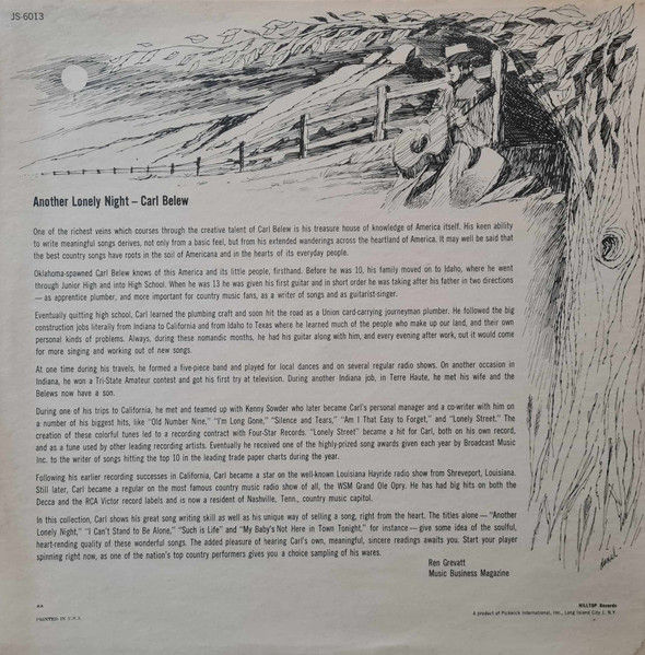 Thumbnail: Carl Belew - Another Lonely Night (LP, Album) Very Good Plus (VG+), Very Good Pl