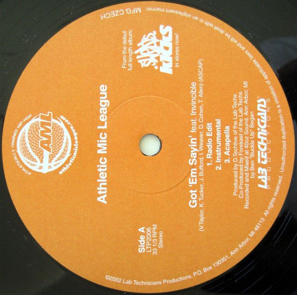 Athletic Mic League - Got 'Em Sayin' (12", Single) Very Good Plus (VG+), Generic