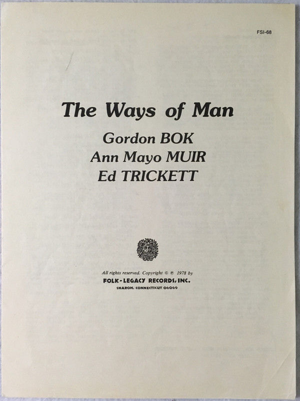 Thumbnail: Gordon Bok, Ann Mayo Muir, Ed Trickett - The Ways Of Man (LP, Album) Very Good P
