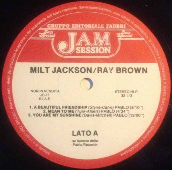 Thumbnail: Milt Jackson / Ray Brown - Milt Jackson Ray Brown‎ Jam (LP, Album) Near Mint (