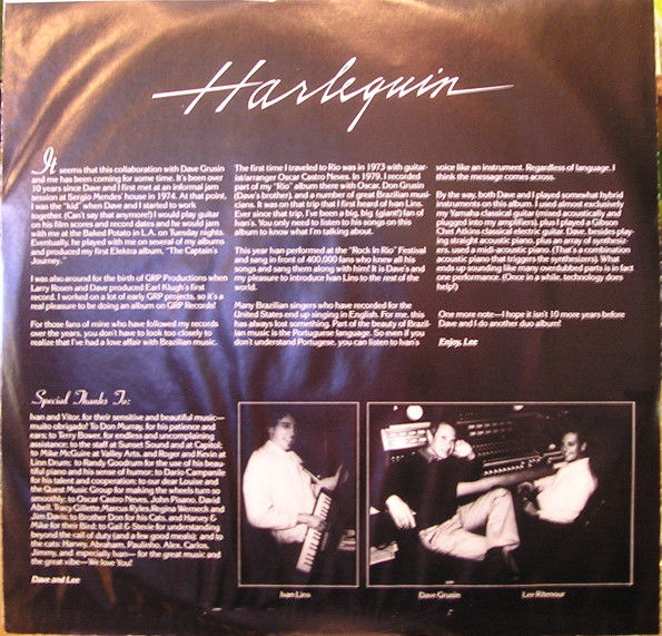 Thumbnail: Dave Grusin, Lee Ritenour - Harlequin (LP, Album, No ) Very Good Plus (VG+), Ver