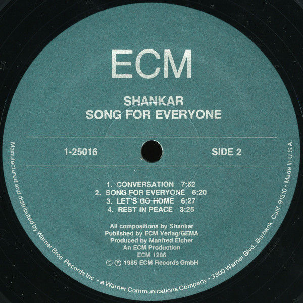 Thumbnail: Shankar - Song For Everyone (LP, Album) Near Mint (NM or M-), Very Good Plus (VG