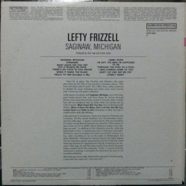 Thumbnail: Lefty Frizzell - Saginaw Michigan (LP, Album, RE) Fair (F), Very Good Plus (VG+)