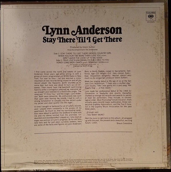Thumbnail: Lynn Anderson - Stay There 'Til I Get There (LP, Album, Ter) Mint (M), Near Mint
