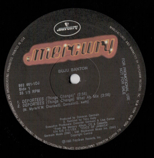 Thumbnail: Buju Banton - Deportees (Things Change) (12", Promo) Very Good (VG), Very Good (
