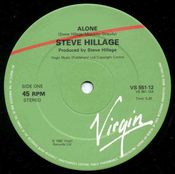 Thumbnail: Steve Hillage - Alone (12") Very Good Plus (VG+), Very Good Plus (VG+)