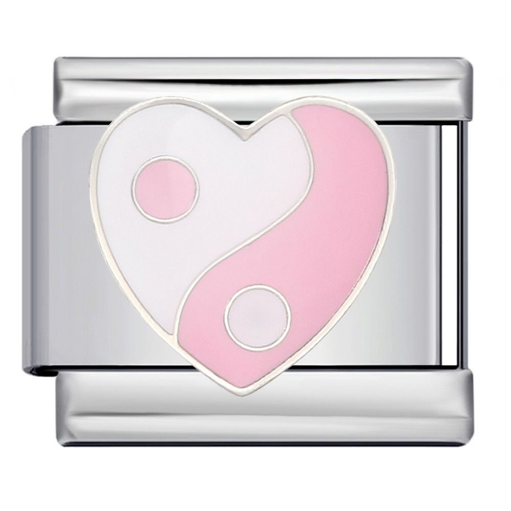 Yin Yang Heart White & Pink