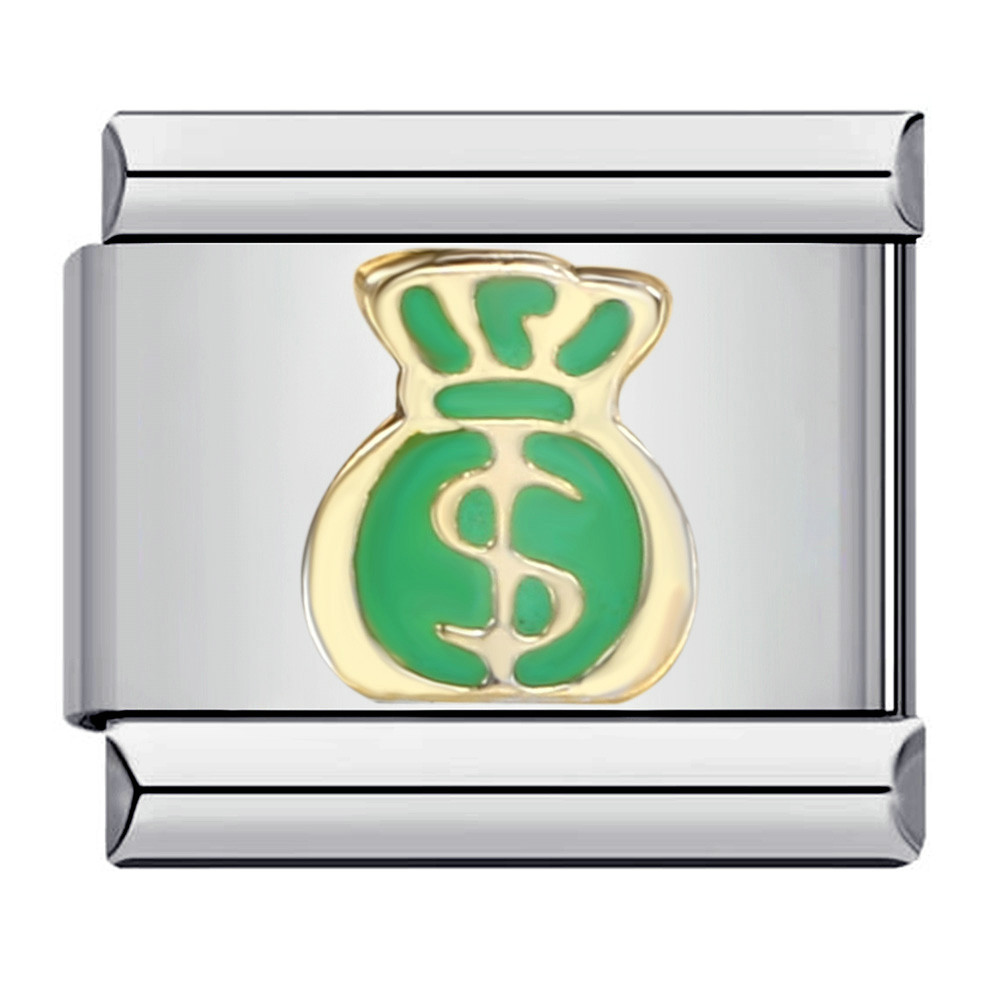 Green money pocket silver color