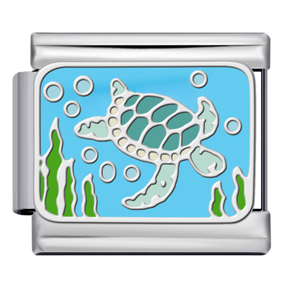 Turtle in the sea silver color
