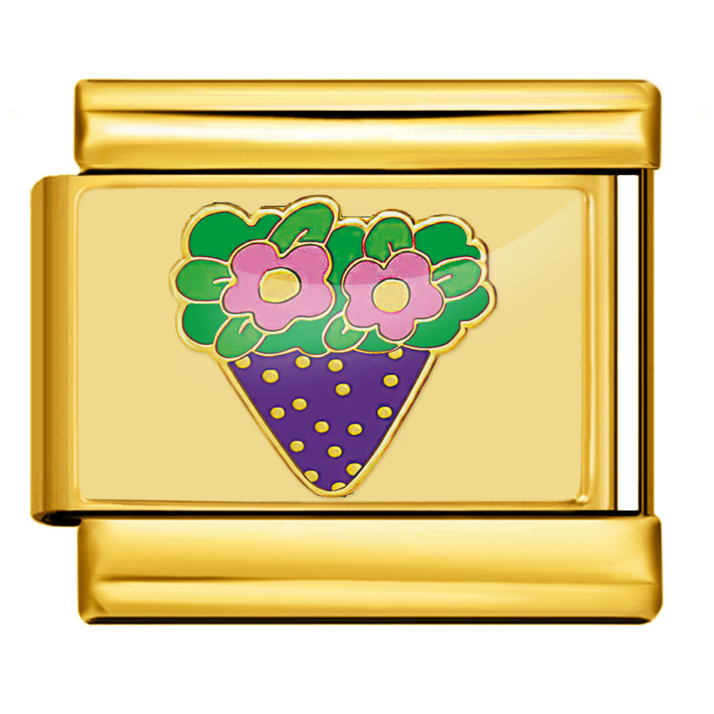 Bouquet of pink flowers gold version