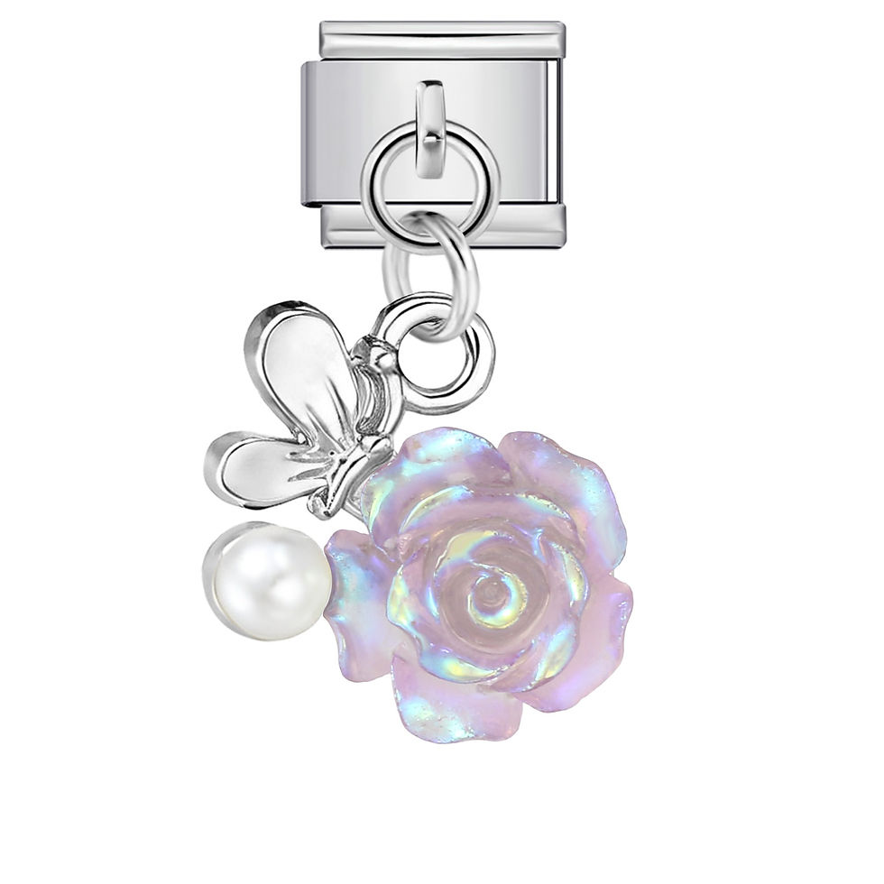 Thumbnail: Colourful Roses pendant on silver charm