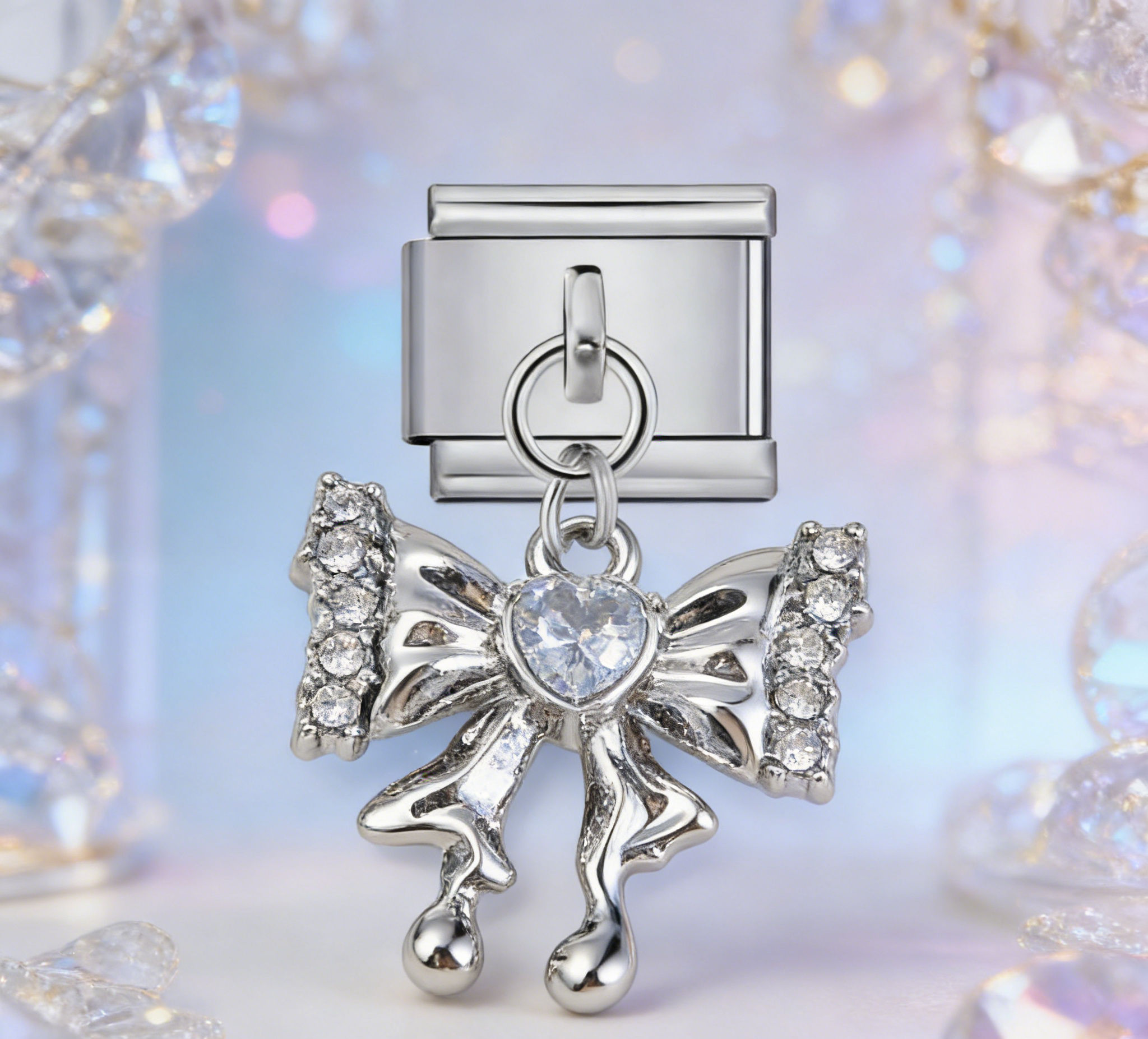 bow tie full diamond pendant