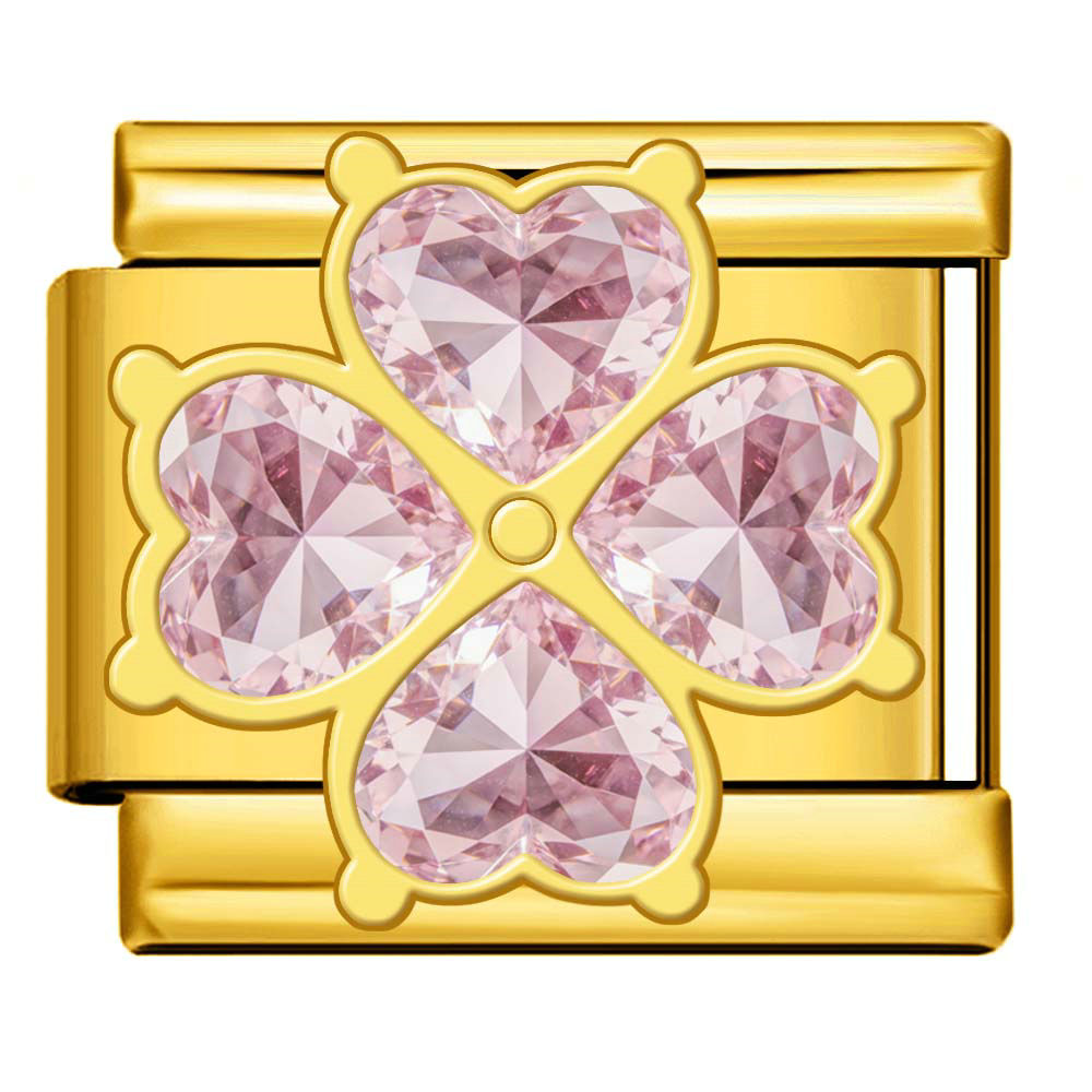 Pink flower gold charm