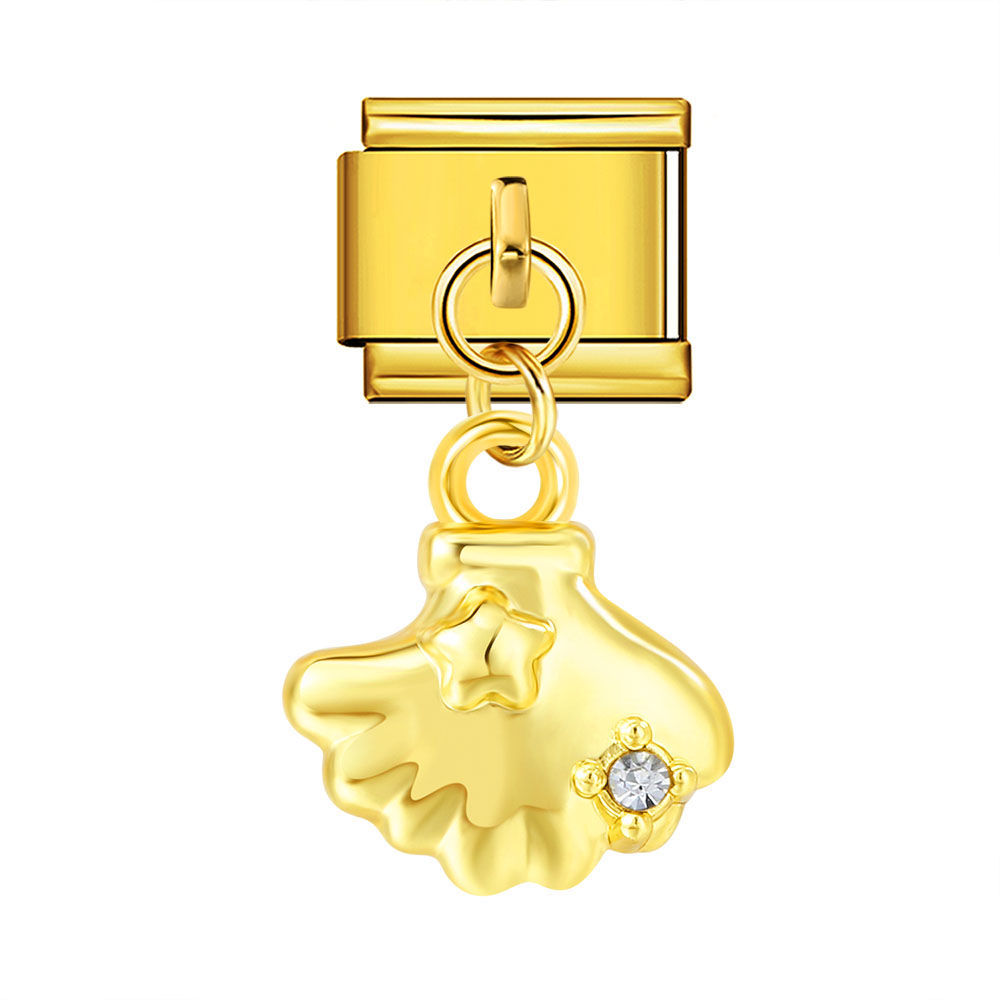Gold Shell with diamond Pendant