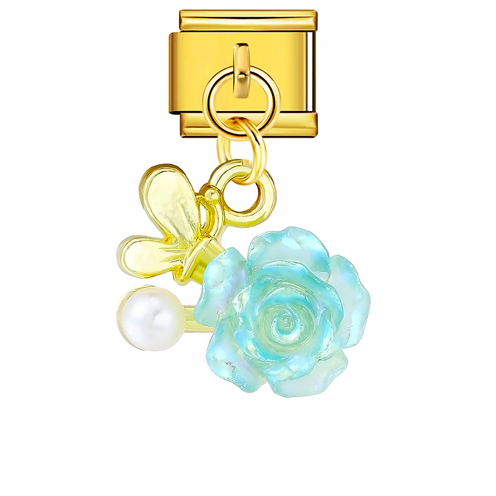 Thumbnail: Colourful Roses pendant on gold charm