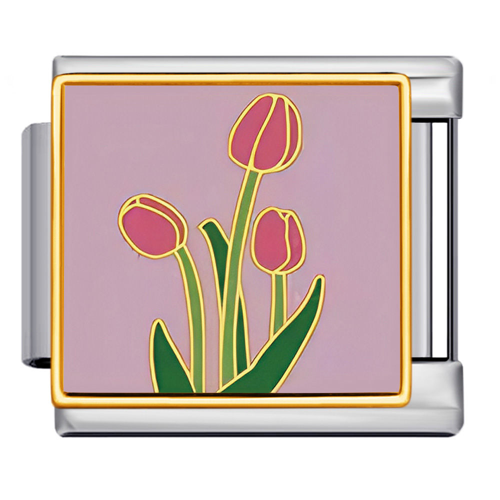 Pink Tulips flowers Purple background