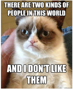 Grumpy Cat dislikes two kinds of people