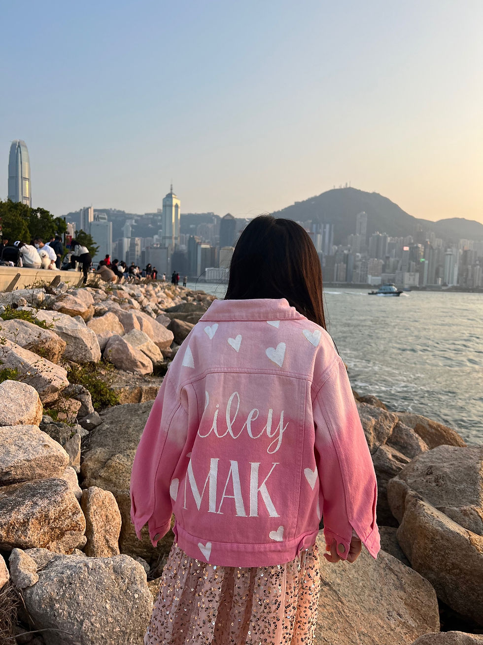 Thumbnail: 👦🏻👧🏻{Kids} Ombré Pink Hearty Customized Denim Jacket