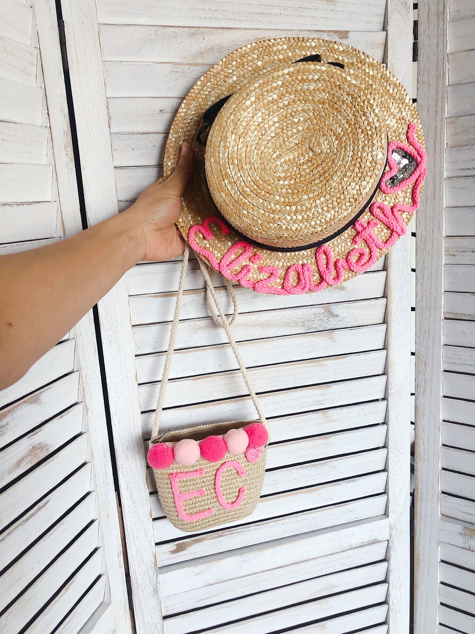 Thumbnail: 👧🏻{kids} Personalised straw bag- Pastel