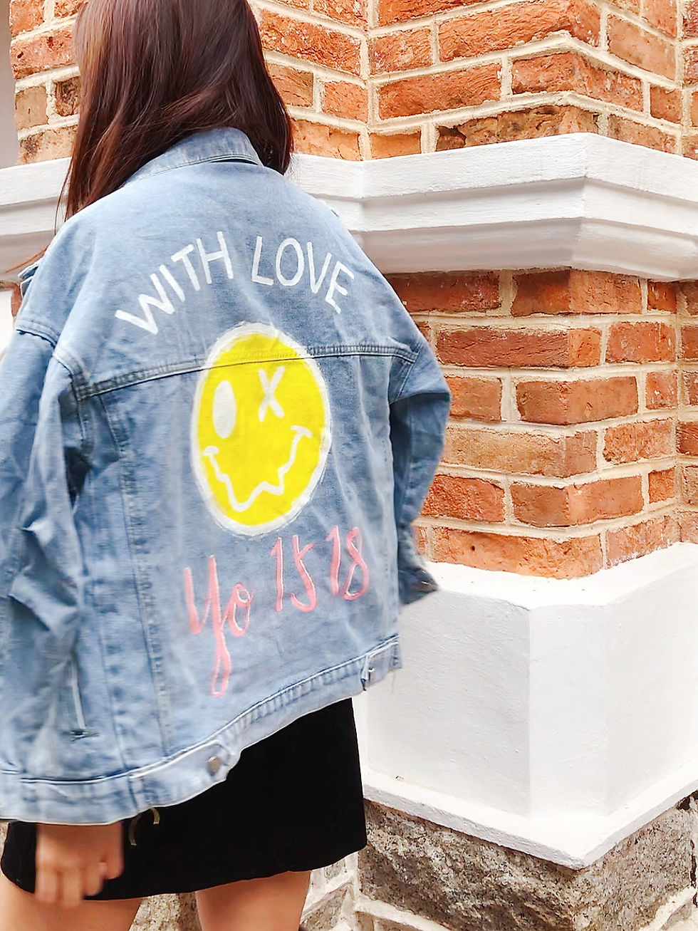 Thumbnail: {His/Hers} Smiley Personalised Denim Jacket