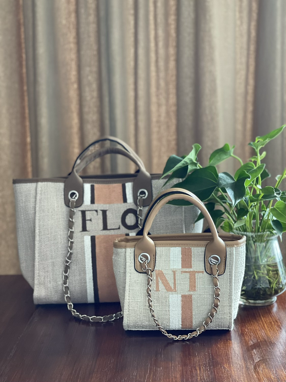 Thumbnail: {Your Initials} + message personalise tote bag- gray