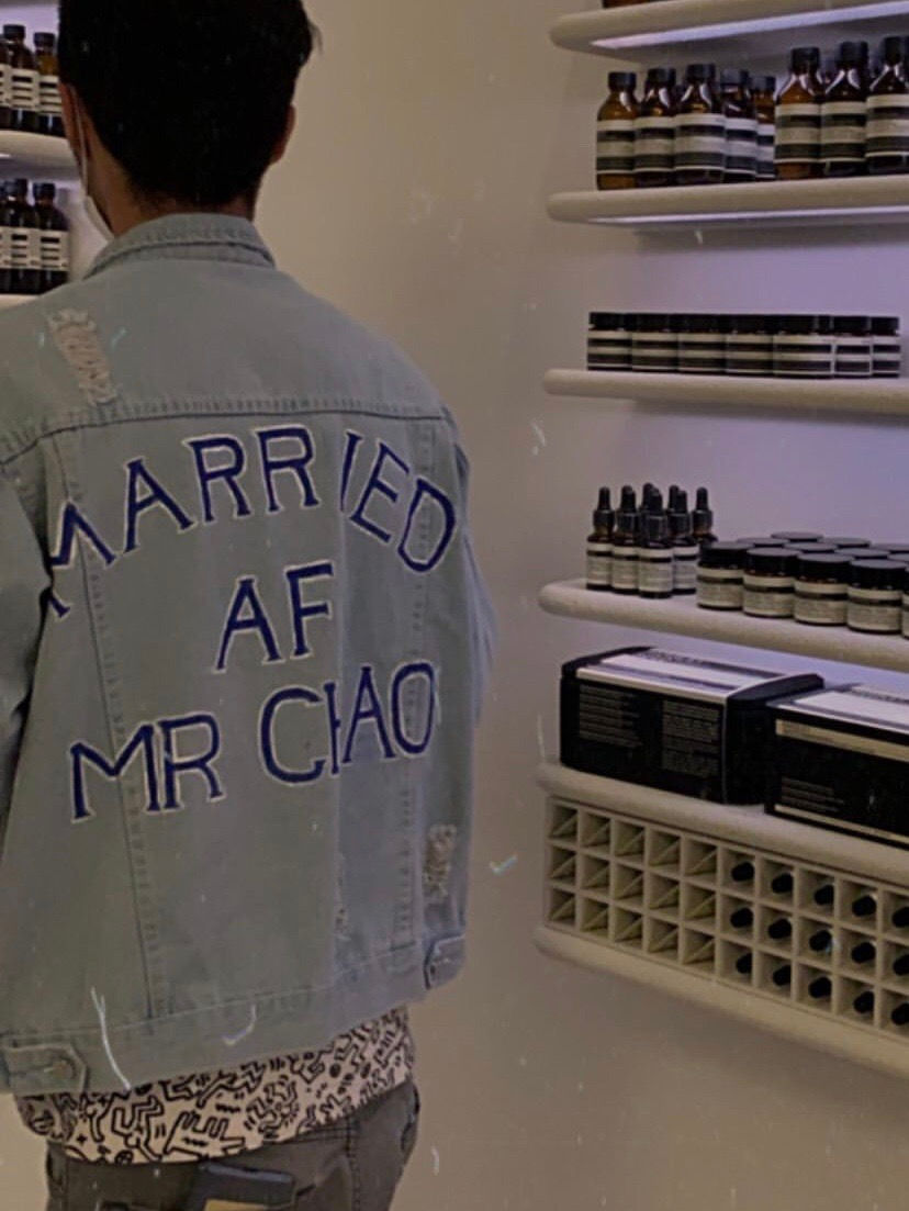 Thumbnail: 👰🏻🤵🏻 {Mr&Mrs} Married AF Personalised Denim Jacket