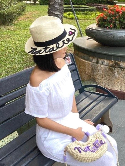 Thumbnail: {Straw Hat} Personalised name in black 