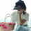 Thumbnail: {Straw Tote} Personalize Name Tote Bag -Pink