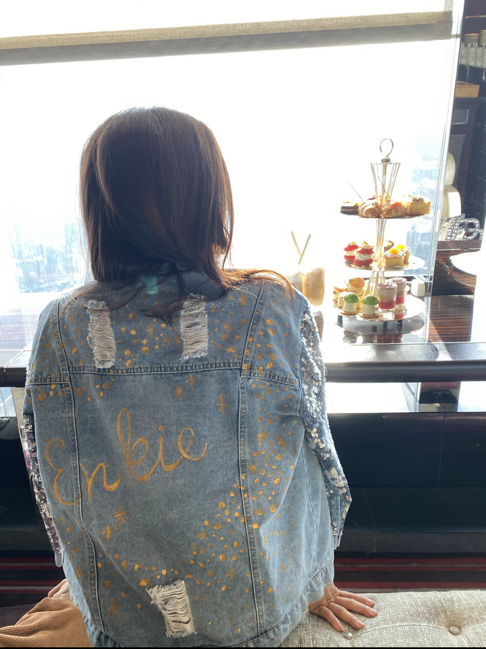 Thumbnail: {hers} stardust sequin sleeves personalised jacket 