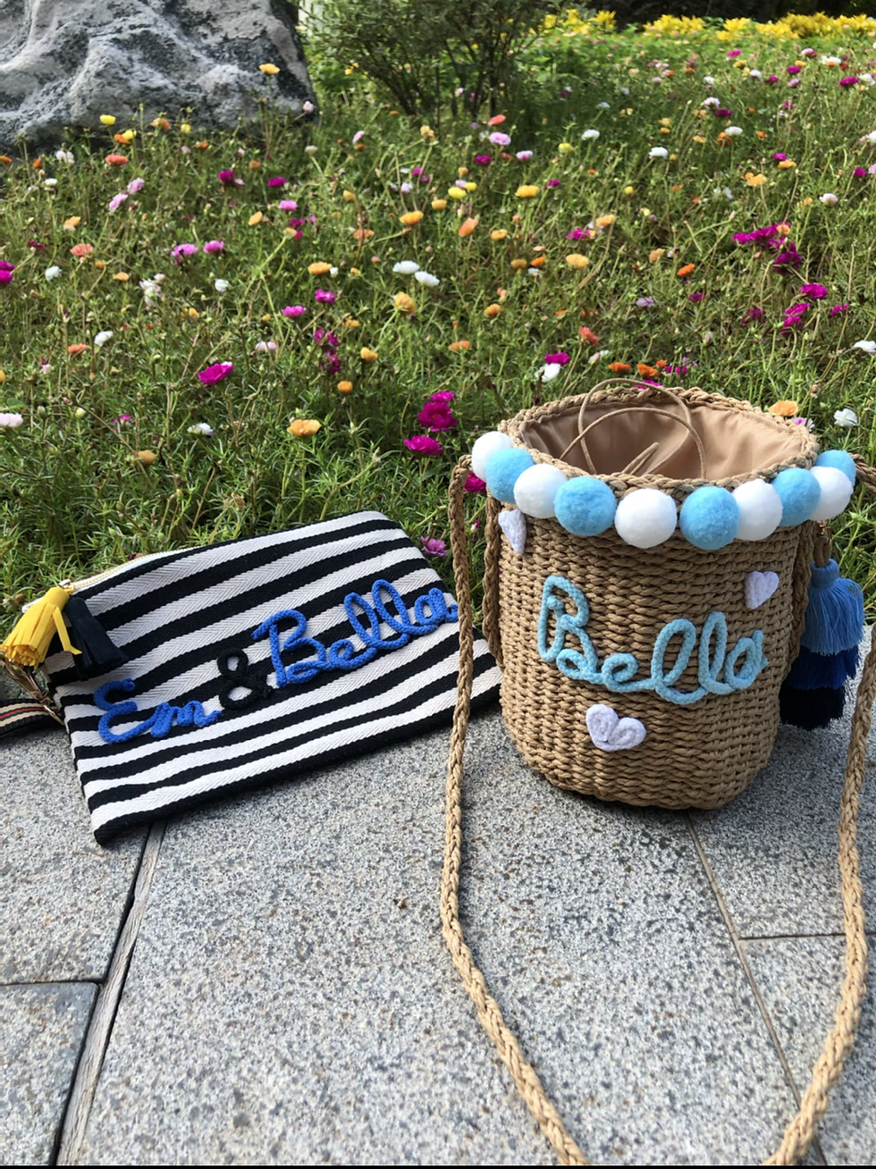 Thumbnail: {Straw Bucket} Personalize Name Bucket Bag