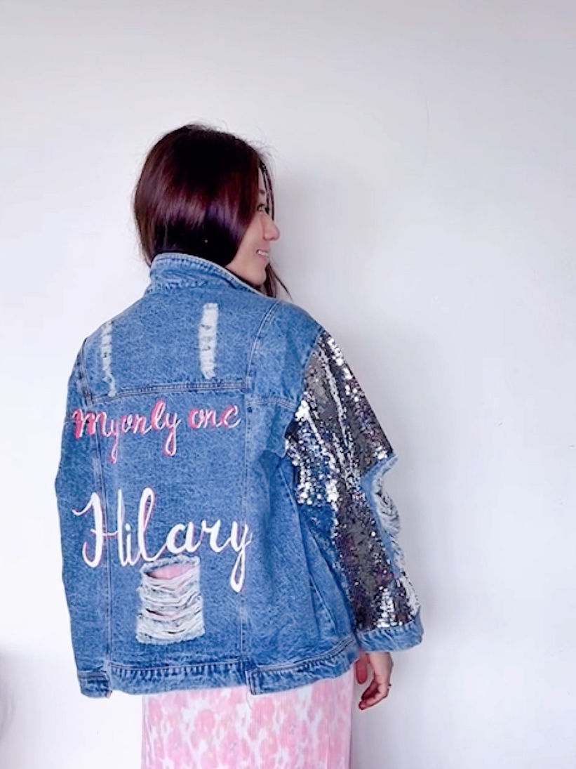 Thumbnail: {Hers} sequin sleeves personalised jacket 