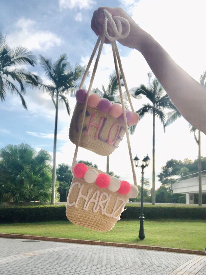 Thumbnail: 👧🏻{kids} Personalised straw bag- Pastel