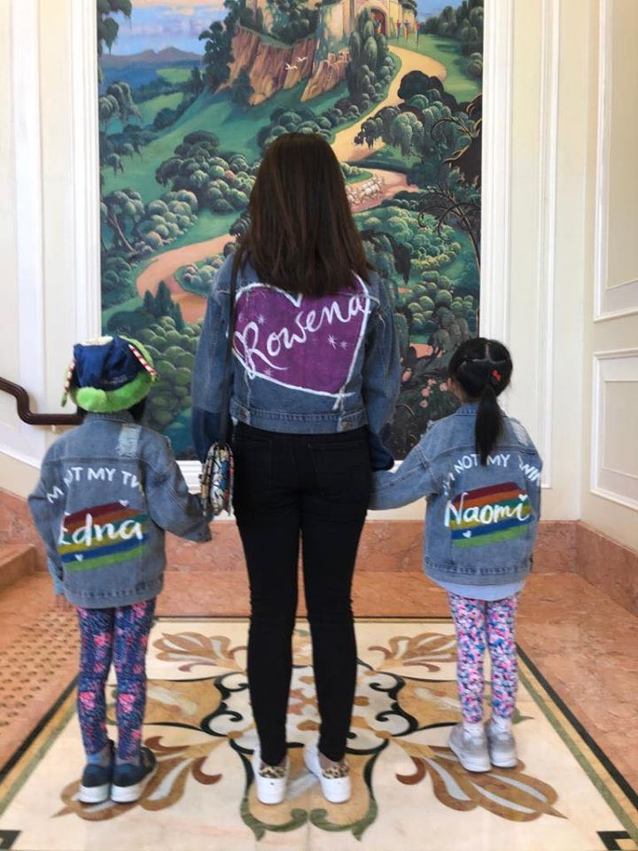 Thumbnail: {Kids}Rainbow + name personalized denim jacket