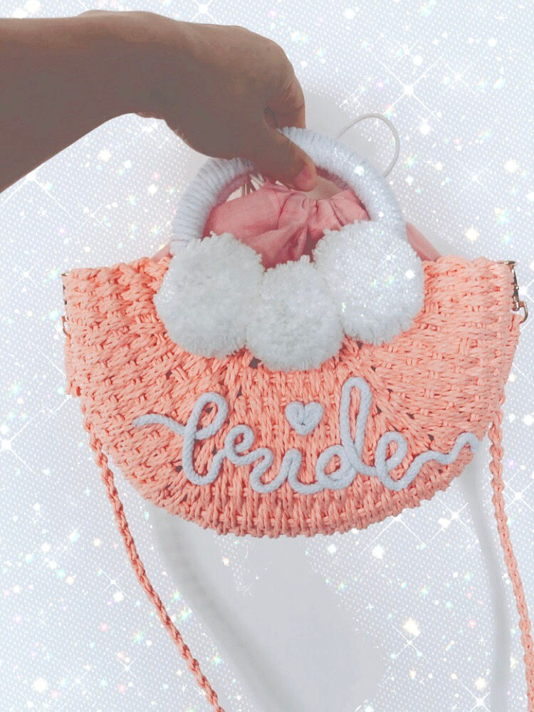 Thumbnail: {Round Handle} Personalised Bag - pink 
