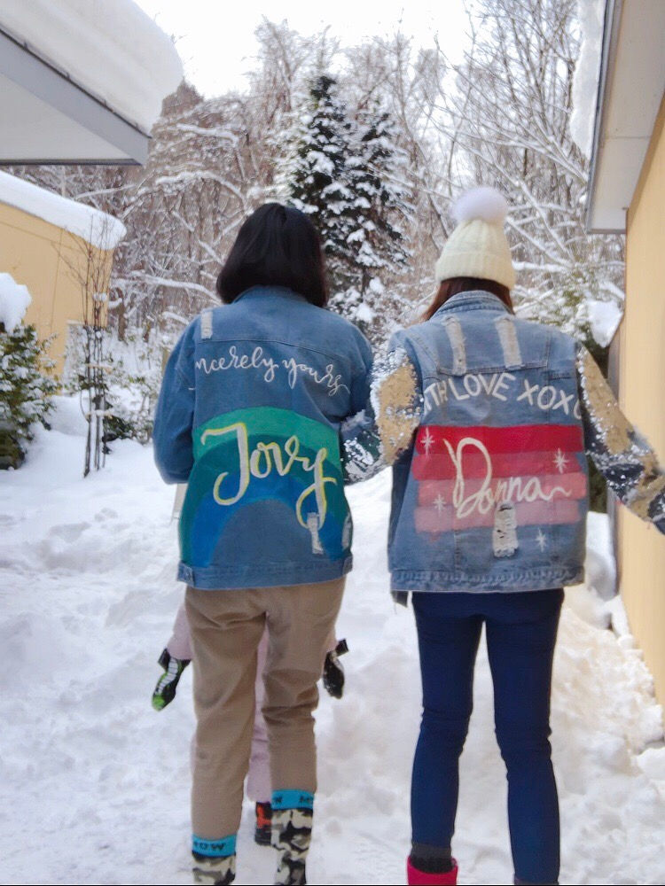 Thumbnail: {Hers} Sequin Sleeves Personalised Denim Jacket  